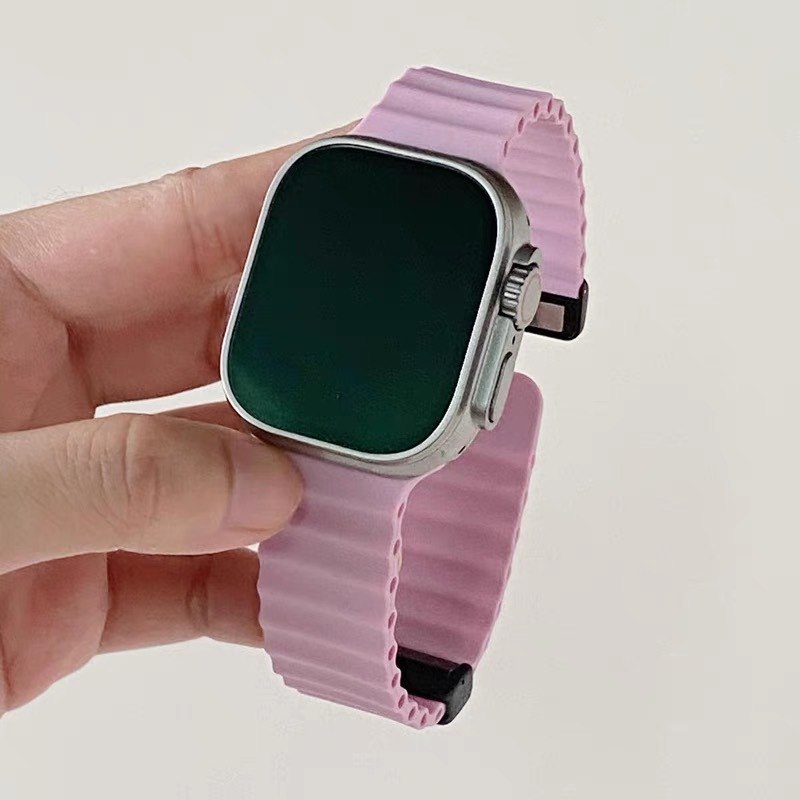 Para AppleWatch10 Apple correa de reloj iwatch987 generación Ultra correa magnética de silicona marina