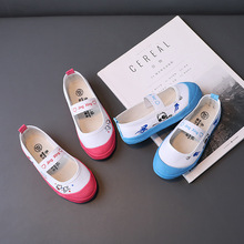 加工定制男女童舞蹈帆布鞋 儿童学生鞋 一脚蹬小白鞋厂家批发