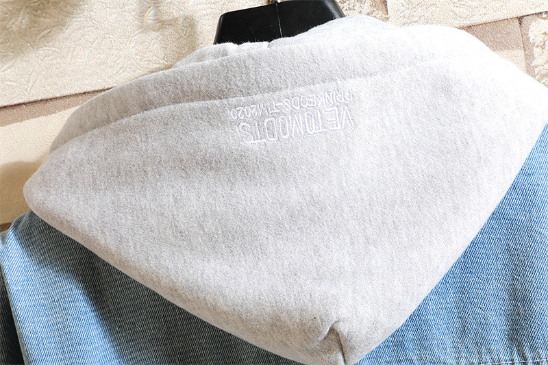 1 Hooded 2023 New Korean Style Plus Size Color Block Men's Couple Loose Casual Coat Denim Jacket Wholesale_voghion.com