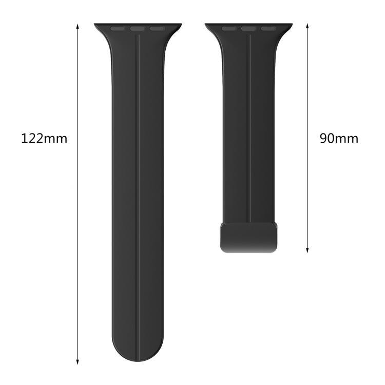 Correa de silicona con ranura plana con botón negro plegable para Apple Watch 42 - 49mm tamaño completo universal