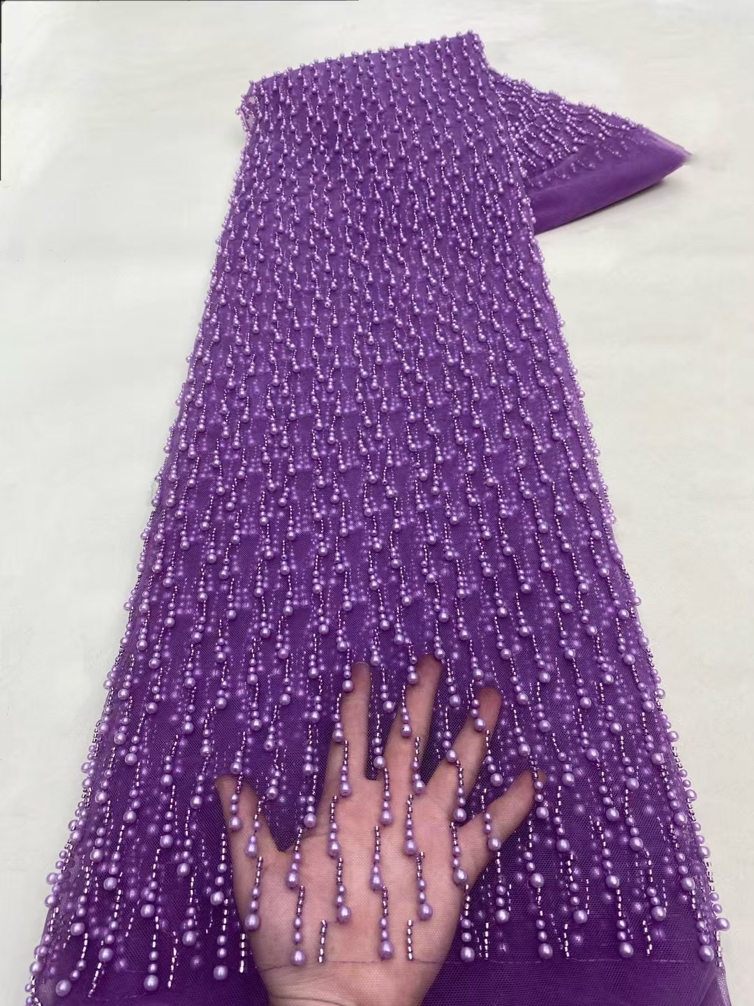 Tela de encaje africano con bordado de cuentas grandes y pequeñas, tela de tul francés para novias nigerianas, vestido de novia con bordado tridimensional