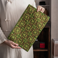 新中式棉麻窗花刺绣干泡席抓边流苏茶席复古轻奢布茶桌隔热垫配件