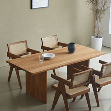 中古侘寂风实木松木长餐桌北欧家用长方形桌子书房书桌办公桌茶桌