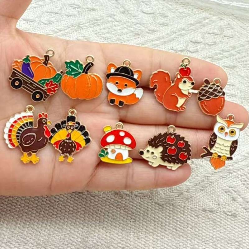 Cross-Border Thanksgiving Turkey Oil Dripping Alloy DIY Jewelry Accessories Bracelet Necklace Pendant Keychain Earrings Pendant Cross-Border Thanksgiving Turkey Oil Dripping Alloy DIY Jewelry Accessories Bracelet Necklace Pendant Keychain Earrings Pendant