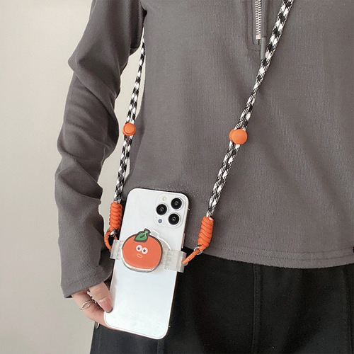 Creative hamburger mobile phone back clip lanyard cute niche diagonal back clip lanyard girls outdoor versatile mobile phone lanyard