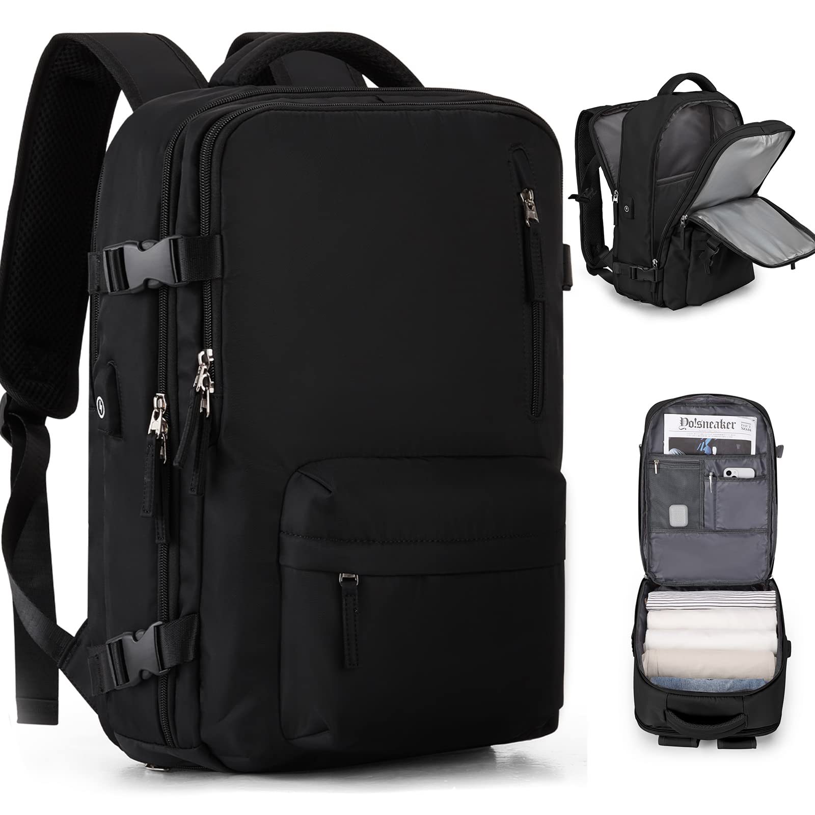 1875g Weight Nylon Lining Material Zipper Closure Type Double Shoulder Straps Strap Type Functional Backpack Bags Type Travel, Daily Occasion Nylon Material Women's Backpack Backpack Solid Color Pattern All Seasons Season Unisex Gender Streetwear Style Square Shape Solid Color Travel Daily Women's Backpack 18