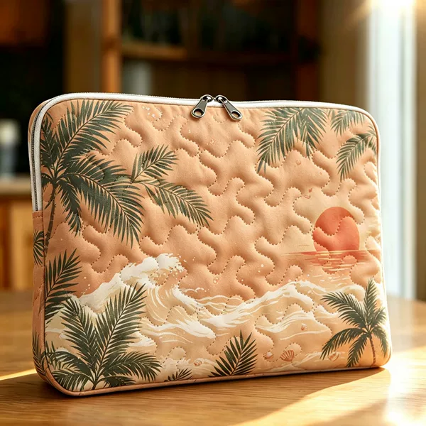 2026 Cross-Border Independent Station Amazon New Digital Print Quilted Embroidered Laptop Bag Commuting Casual Storage Laptop Bag