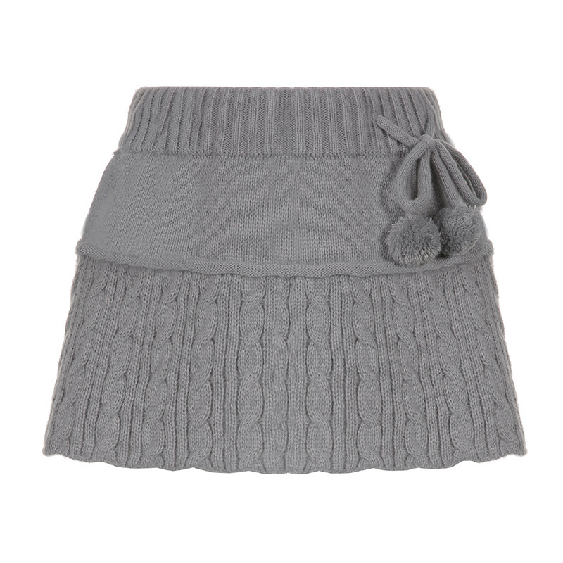 Damen Wollrock Mit Dekorativen Wollbällen Für Den Alltag_voghion.com