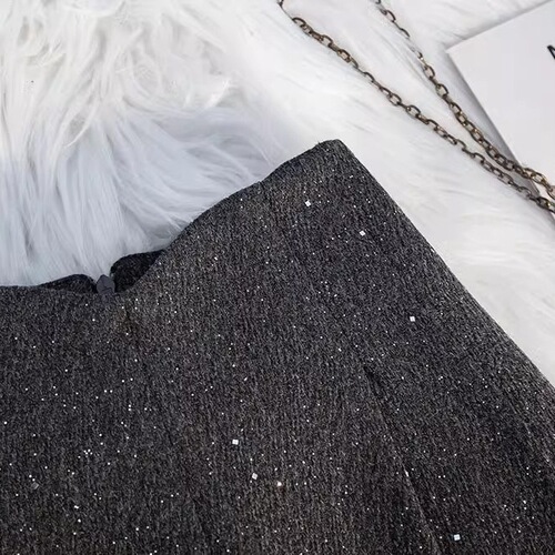 Designer-styled rhinestone wool shorts for women, winter petite shiny wide-leg bootcut pants, loose high-waisted A-line