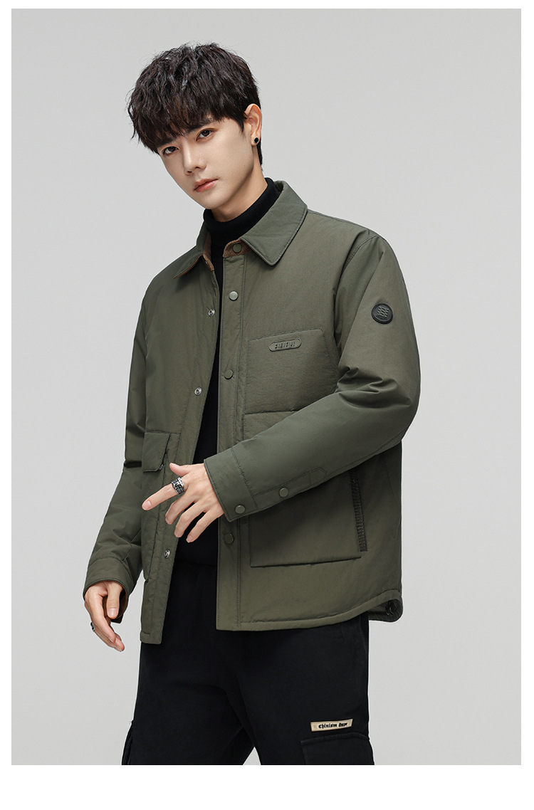 Men's Down Jacket Lapel Collar Warm Casual Winter Coat For Men_voghion.com