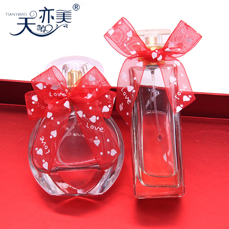 Tianyimei lote procesamiento rojo cinta arco 2,5 cm hilado con arco de regalo de corazón de melocotón impreso