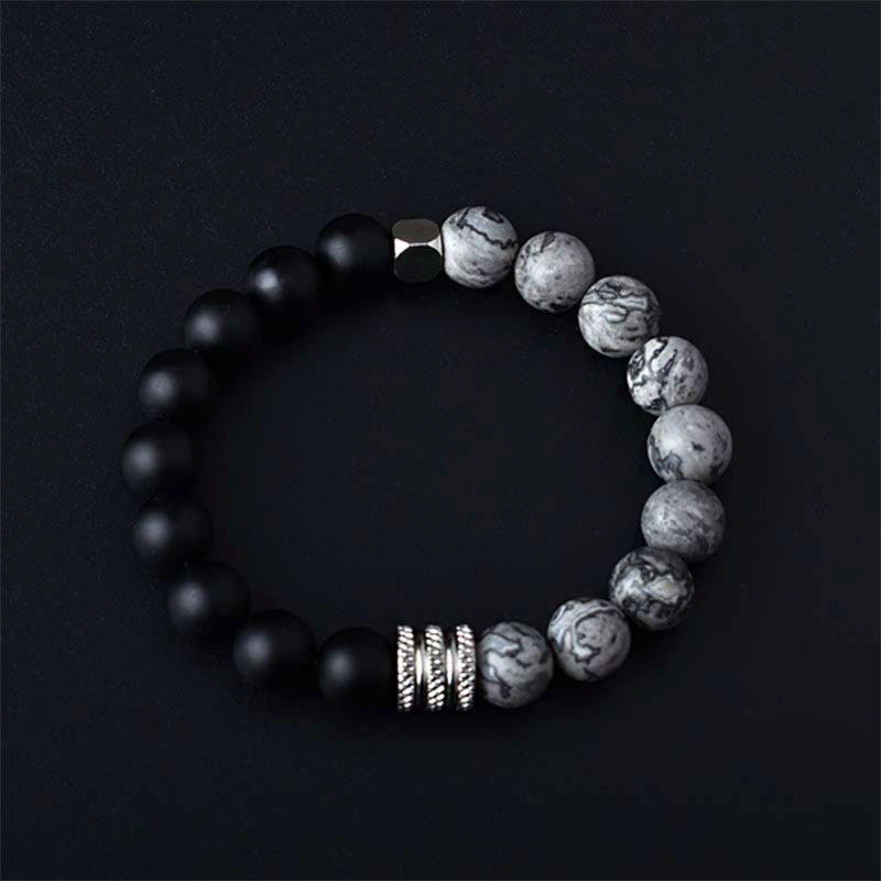 Daily, Street Occasion Retro Geometric Natural Stone Volcanic Rock Tiger Eye Beaded Chain Beaded Bracelets Wholesale