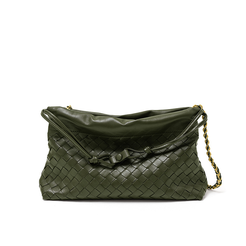 Niche Luxury Chain Woven Top Grain Sheepskin Bag, Commuter Genuine Leather Crossbody Handbag For Women - Thumbnail 7