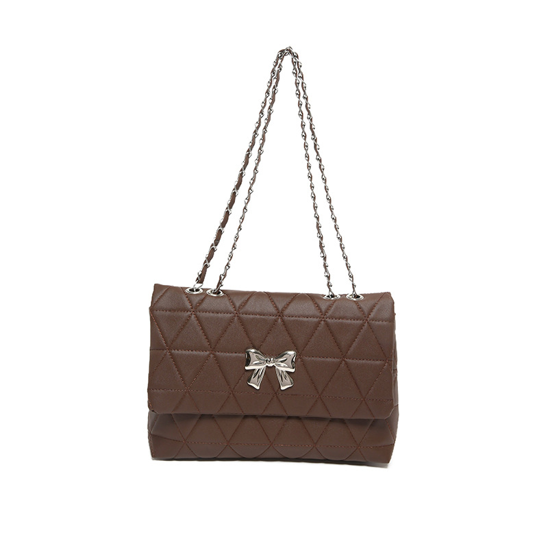 Bolso de cadena de diamantes bolso de mensajero femenino 2024 nuevo estilo de verano de gran capacidad color sólido estilo occidental pequeño bolso cuadrado de un solo hombro