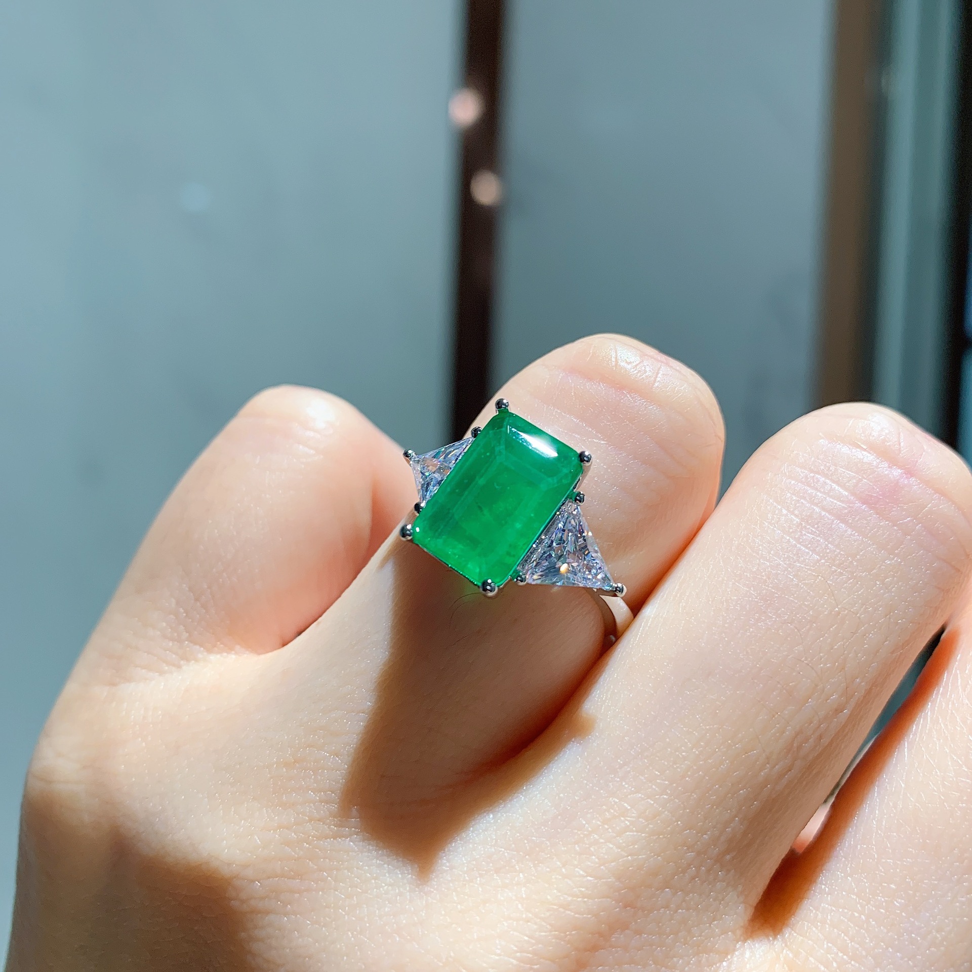 Retro Geometric Copper Inlay Artificial Gemstones Rings 1 Piece