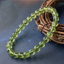 天然冰种橄榄石手链4-6.5mm 绿色橄榄石水晶绿宝石单圈珠子手串女