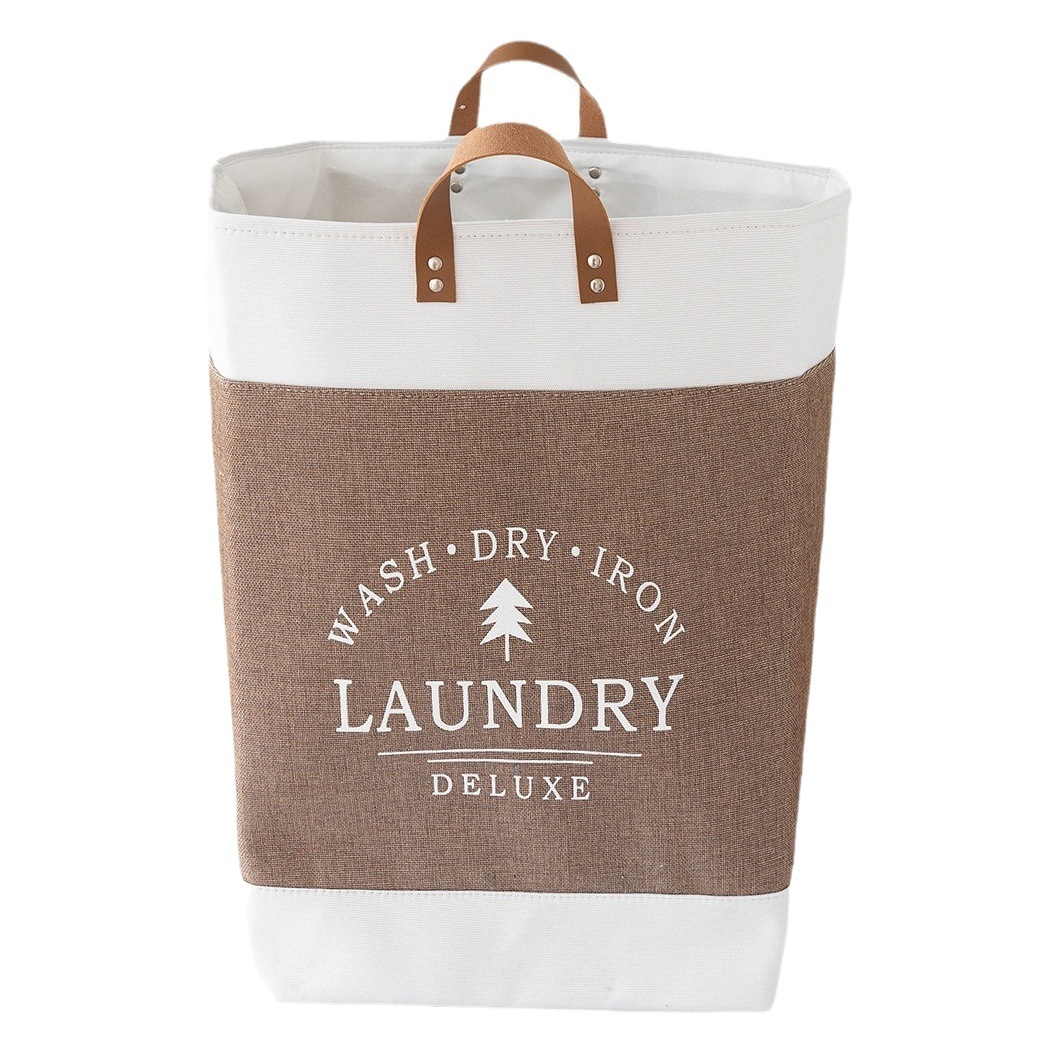 Bolsa de lavandería con asa de PU caja de almacenamiento engrosada misceláneas de juguete marco de organización ropa de algodón grande ropa sucia cesta de lavandería transfronteriza