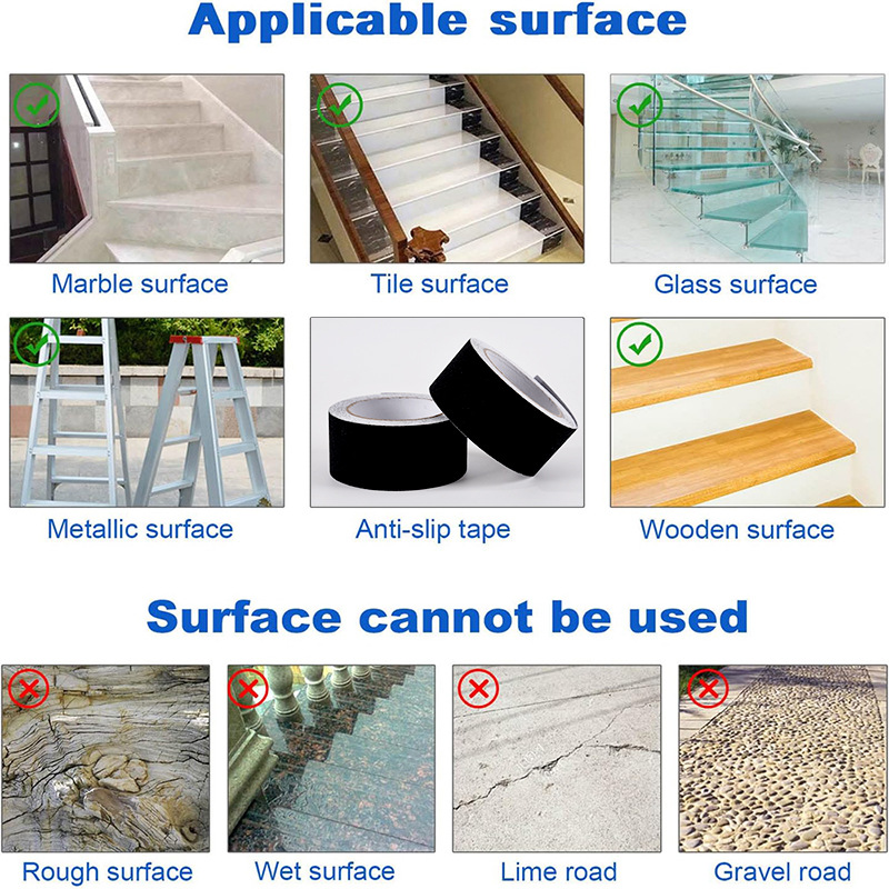 Amazon venta caliente alta viscosidad negro esmerilado cinta antideslizante escalera escalera escalera escalera escalera escalera seguridad baño pegatinas antideslizantes