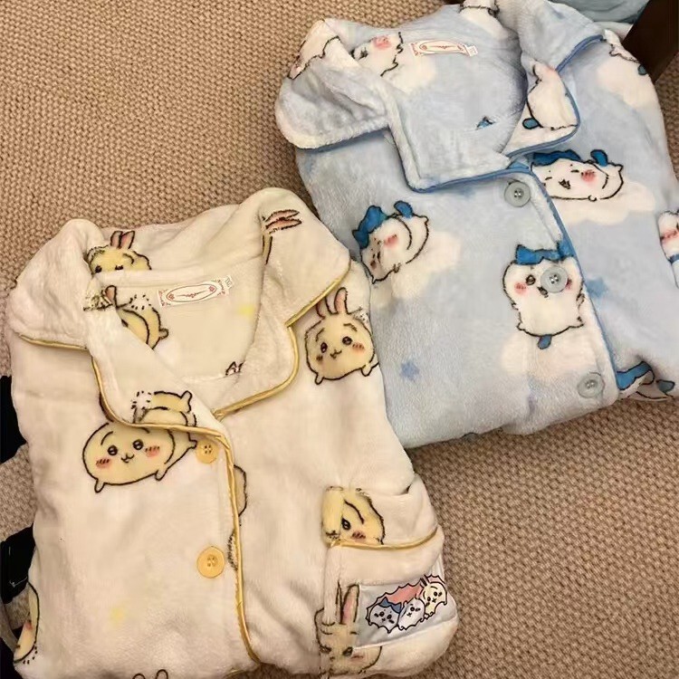 Explosions Ursage Flannel Pajamas Women's Autumn and Winter Thickened fleece-lined Cartoon Clove Gika Wow Home Clothes suit