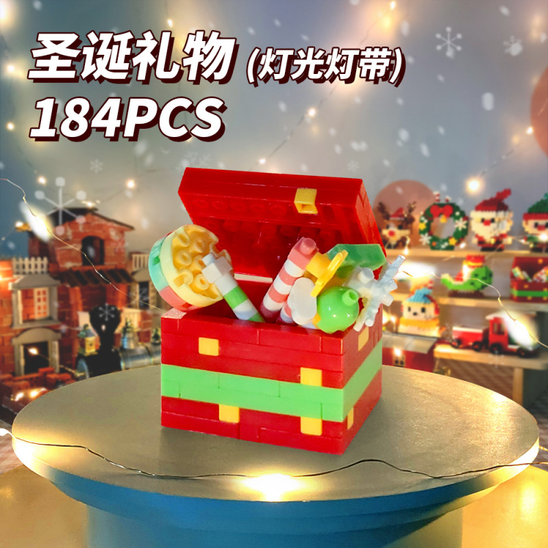 国境を越えた人気は積み木の小さな粒子と一緒に雪だるまを作ったクリスマスヘラジカのクリスマスプレゼント子供のおもちゃ卸売り|undefined