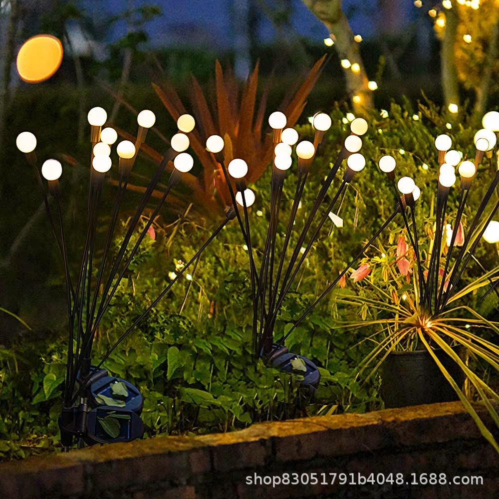 Solar al aire libre impermeable luciérnaga lámpara patio jardín diseño atmósfera decoración creativa al aire libre césped lámpara de tierra