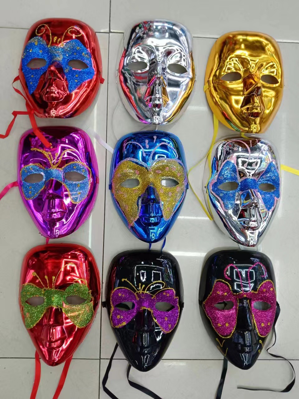 Belleza pintada galvanoplastia máscara de cara completa accesorios de fiesta de Halloween