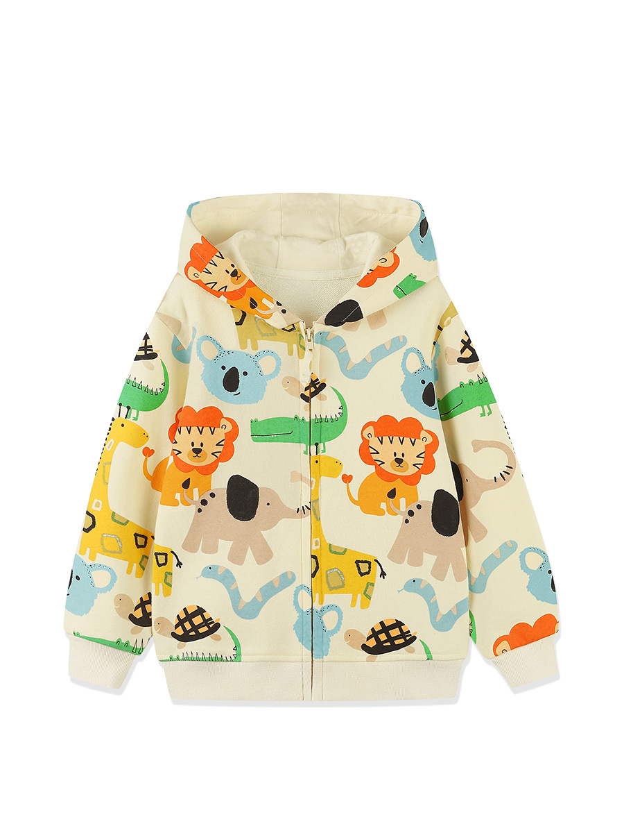 AostaBetty Chaqueta de niño con capucha de estilo europeo y americano Otoño Niños lindos Suéter casual de manga larga con cremallera para niños