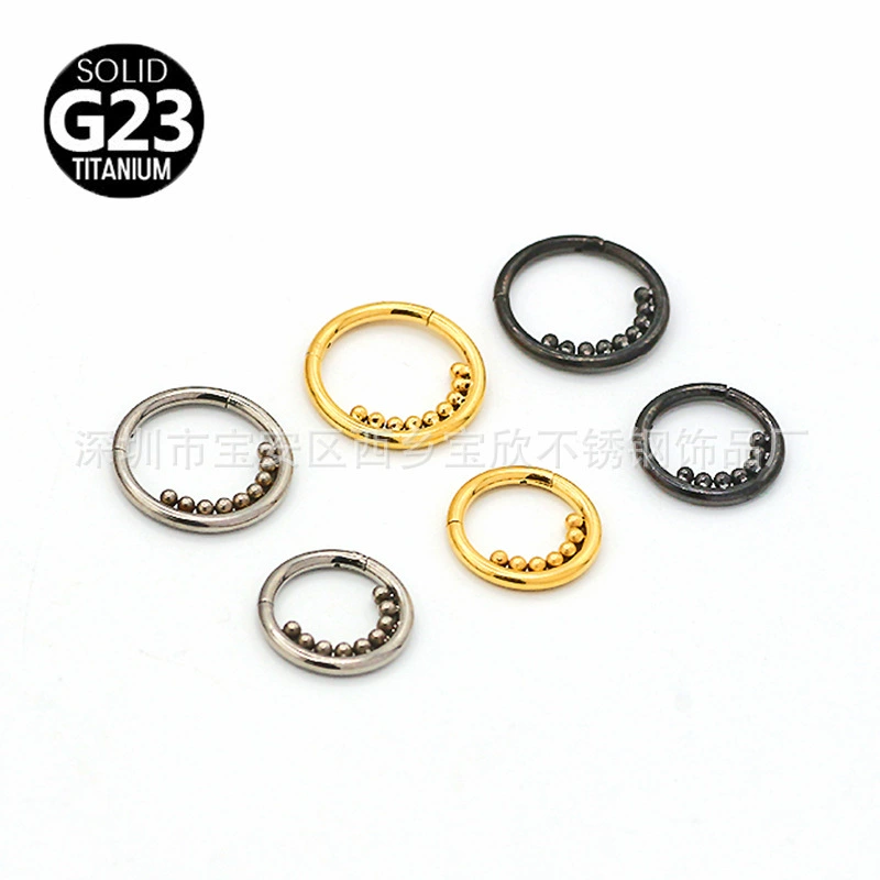 G23 Titanium Closed Ring Seamless Inner Bead Nose Ring Multifunctional Earring F136 Implanted Titanium Piercing Jewelry Manufacturer