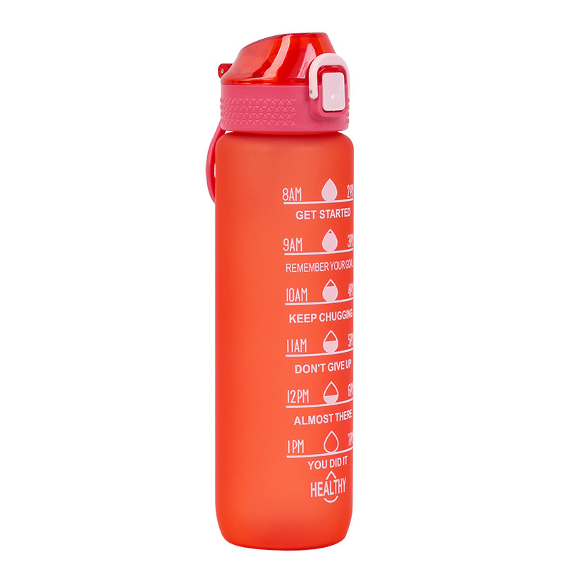 1000ml taza de agua de gran capacidad con mango boca recta cubierta elástica espacio taza de plástico taza de agua deportes al aire libre taza de agua al por mayor