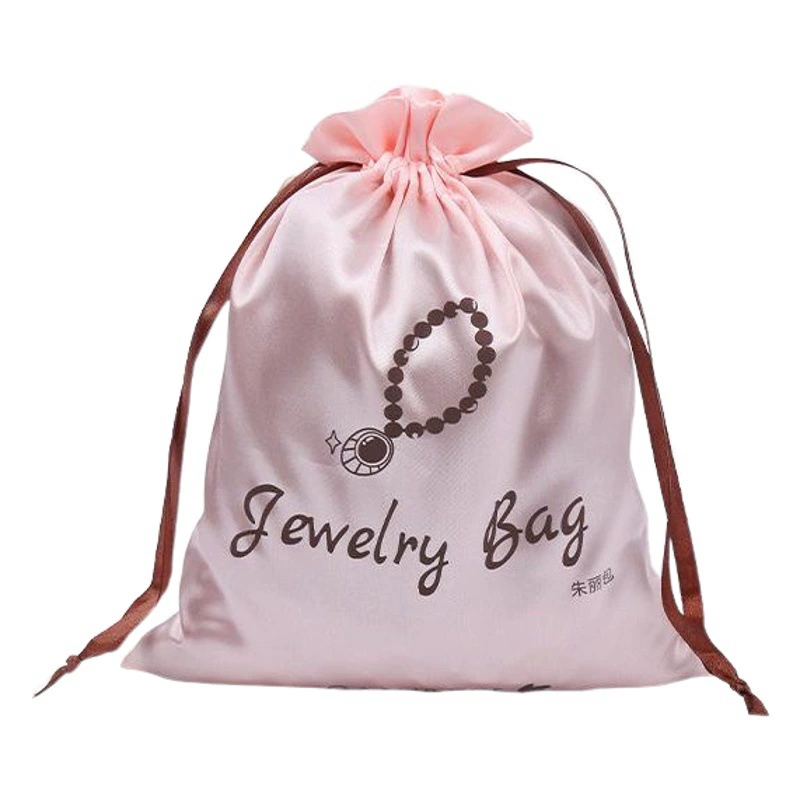 Розовый искусственный шелковый чехол для косметики