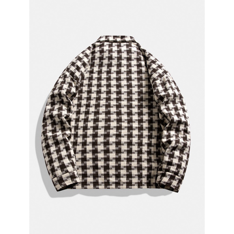 Hong Kong estilo retro camisa a cuadros chaqueta hombre primavera y otoño marca de moda alta sensación abrigo casual 23116