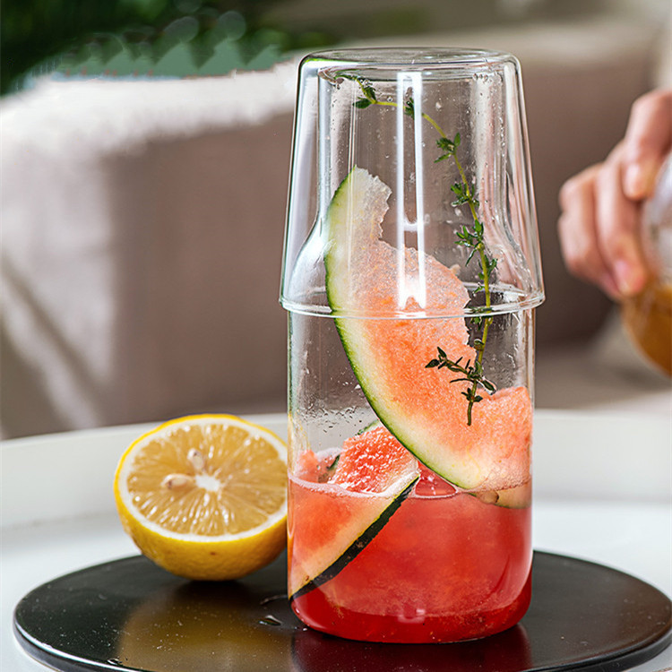 Jarra de agua fría para el hogar, juego de jarra de vidrio de borosilicato alto, resistente al calor, a prueba de explosiones, jarra de agua fría transparente, jarra de vidrio para jugo y bebidas frías