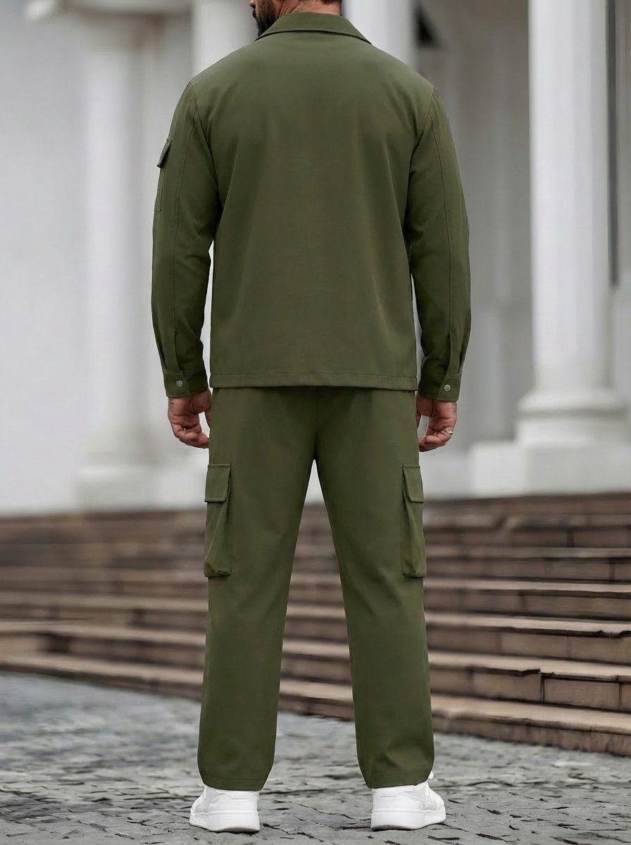 Monochrom Herren Workwear Jacken Set Für Frühling Und Herbst_voghion.com