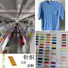 源头工厂加工定制秋季纯棉绞花麻花短袖针织衫韩系学院风女上衣