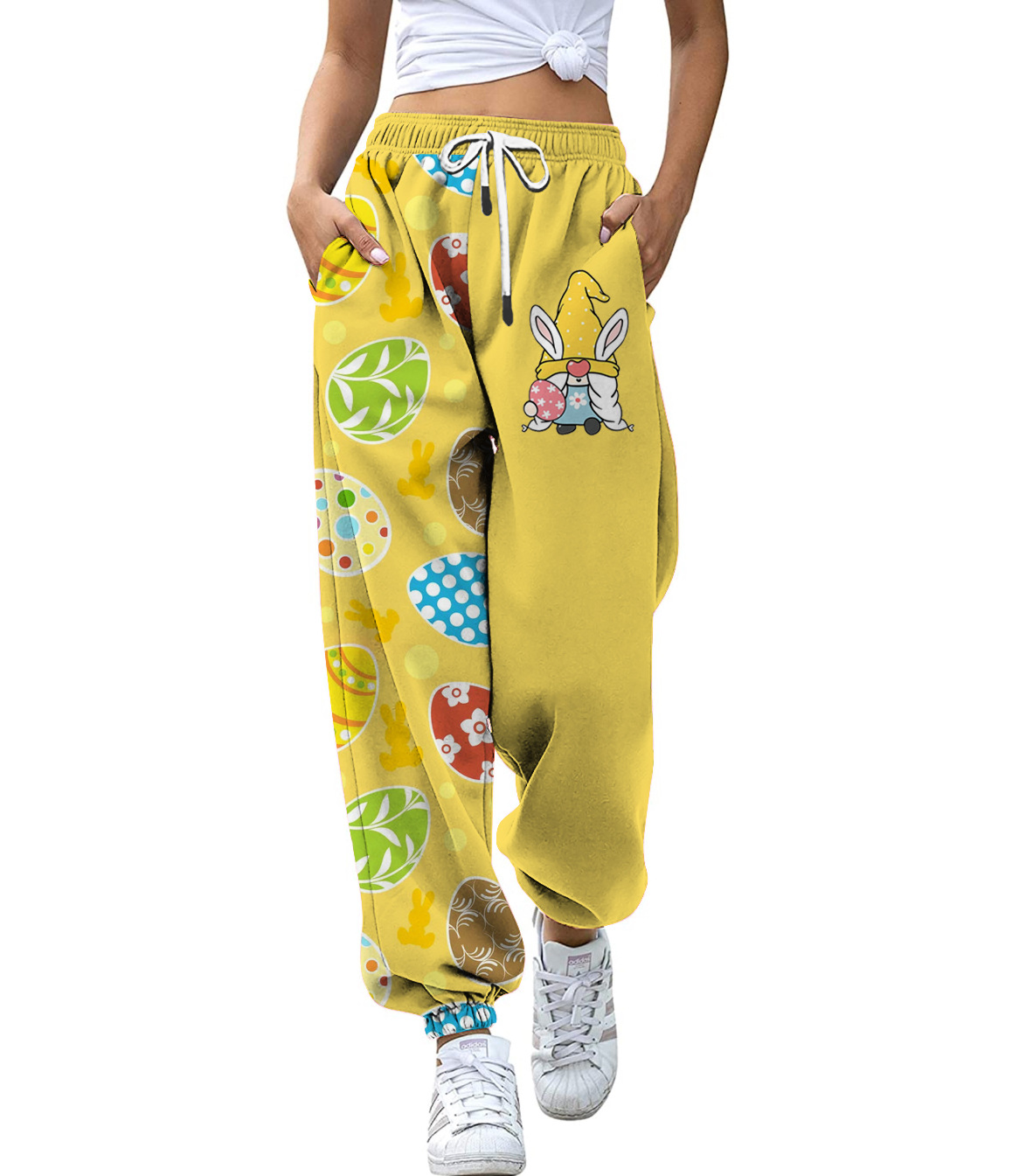Daily Occasion Loose Fit Type Women's Fashion Rabbit Polyester Printing Active Bottoms Casual Pants