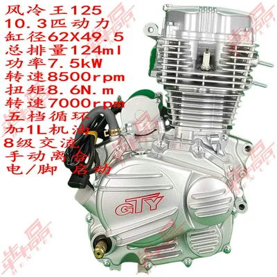 Gty Air-Cooled King Cg125150175200250300 Air-Cooled Push Rod Machine Two-Wheeled Motorcycle Engine Assembly (Motorcycle engine and accessories) - gty-air-cooled-king-cg125fifth-gear-cycleconventional-clutch