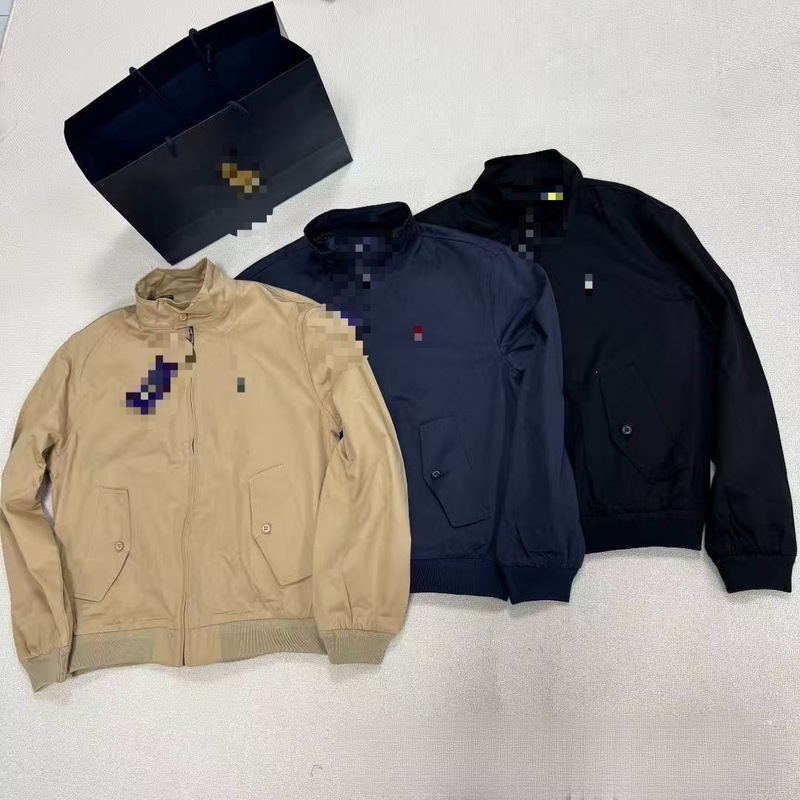 Raff Embroidered Logo Canvas Old Money Style Stand Collar Work Jacket Loose Fit for Spring and Autumn Daily Wear Cross-Border 25110 Cotton