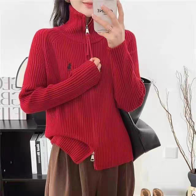 Autumn and Winter Women's Red Sweater Coat for the New Year Season