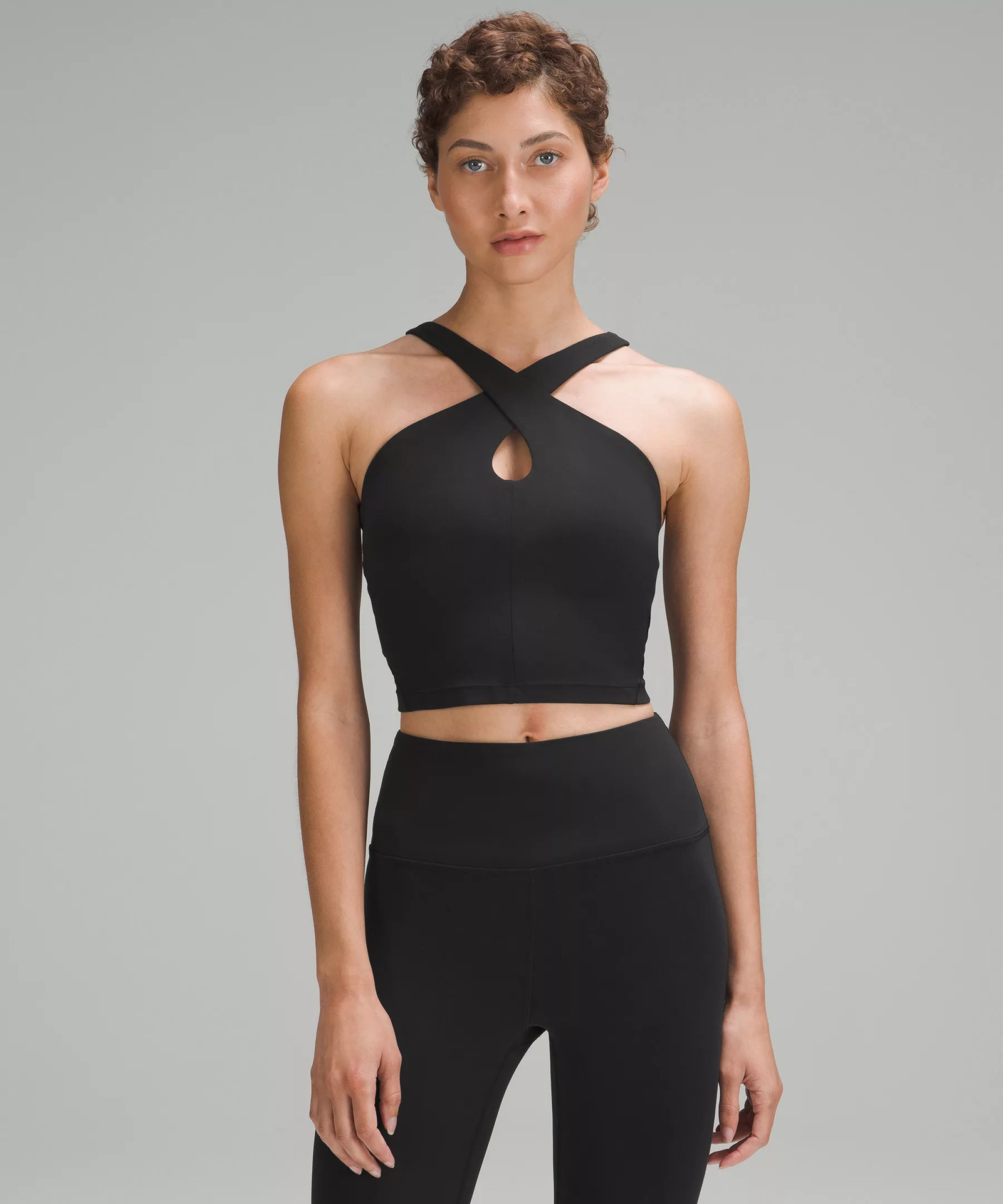 LULU bottom outerwear chaleco de hueco cruzado una pieza de cuello colgante ropa interior de yoga de mujer sujetador deportivo para uso exterior