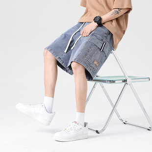 2023 new summer workwear Denim shorts men's loose plus size breeches summer thin cropped pants