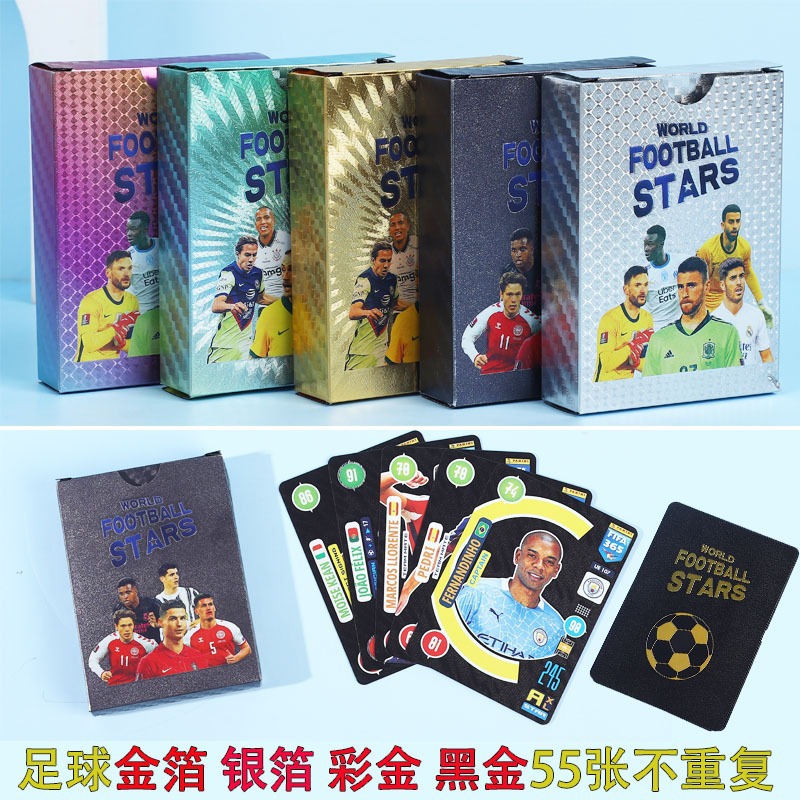 Copa del Mundo de fútbol tarjetas de lámina de oro estampado tarjetas flash Copa del Mundo de Europa Cromesi estrella tarjetas de colección 55