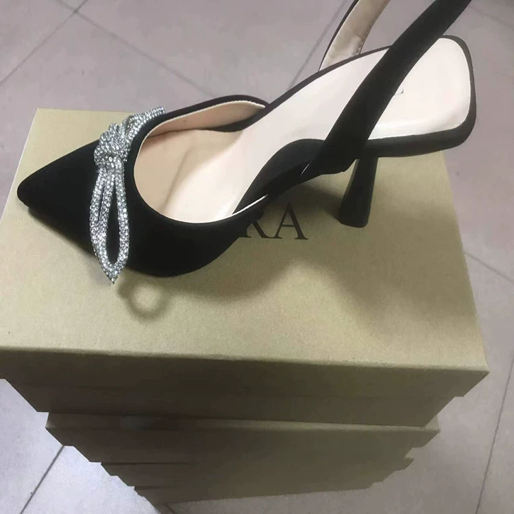Zara, сандалии с бантом, туфли на каблуке, коллекция 2023 года, европейский стиль