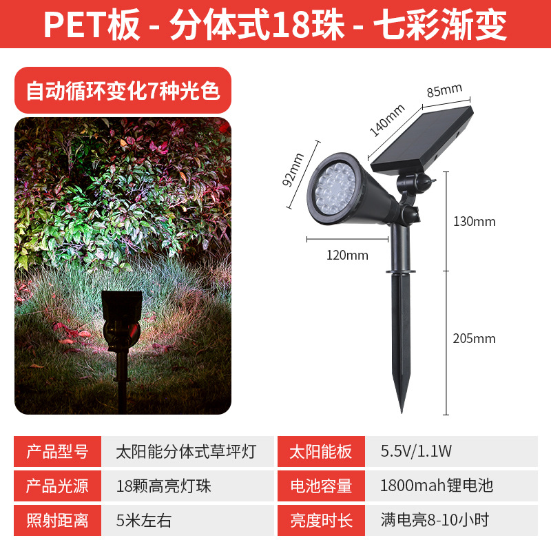 New upgraded 18-bead led colorful gradient + fixed color [can fix single color] pet solar panel