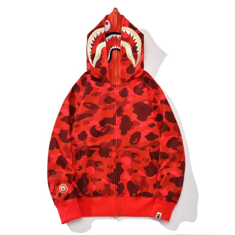 bape龙年限定双帽秋冬刺绣连帽衫拉链卫衣鲨鱼头连帽开衫潮牌|undefined
