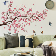 小鸟桃花墙贴纸客厅卧室背景墙房间装饰墙贴自粘墙贴画