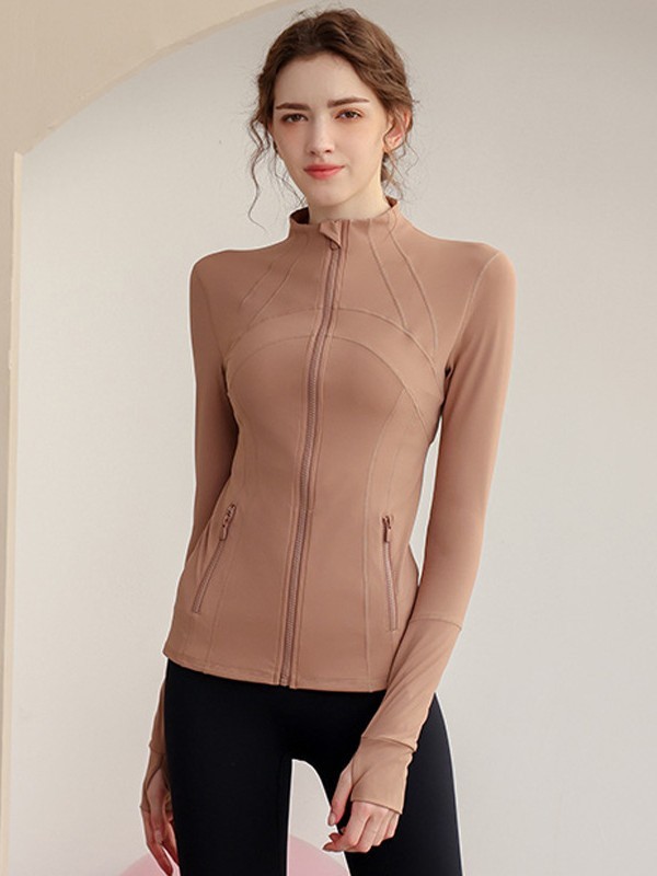 早秋新款瑜伽服女拉链修身运动上衣外套高领瑜伽服女|undefined