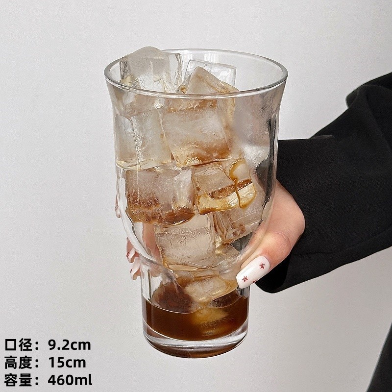 ニッチレトロ広口ガラスアイスアメリカンコーヒーカップ大容量ソーダ炭酸水カップドリンクカップフルーツティーカップ|undefined