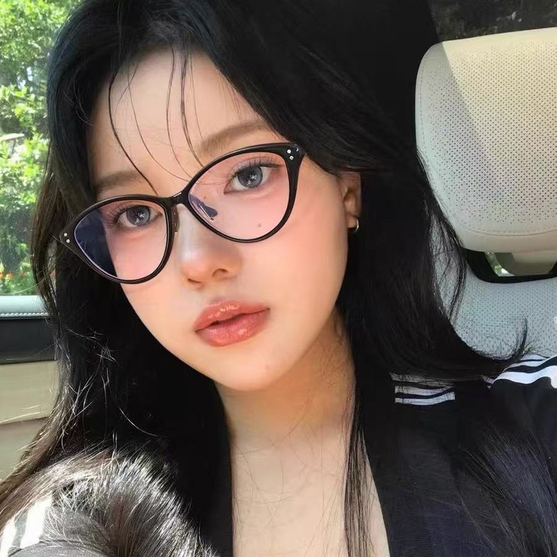 韩版复古黑色大框猫眼眼镜女防蓝光近视度数可配眼睛框架素颜显瘦|undefined