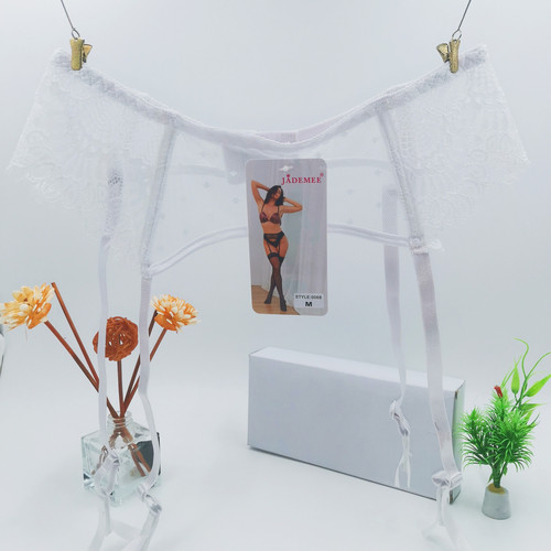 E-commerce New Lace Edge Net Fabric Embroidery Transparent Sexy Adjustable Anti-Slip Metal Hook Stocking Garter