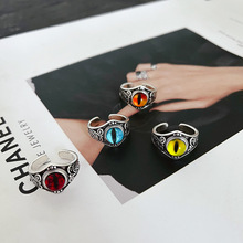 原创恶魔之眼戒指男潮荷鲁斯全视之眼花丝复古个性开口可调节指环